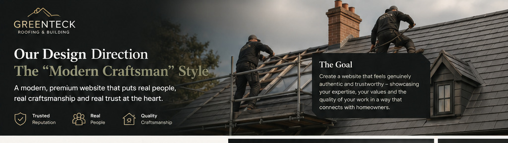 Green Teck Roofing modern craftsman brand hero with roofing team on site in Essex and Hertfordshire Green Teck Roofing modern craftsman brand hero with roofing team on site in Essex and Hertfordshire